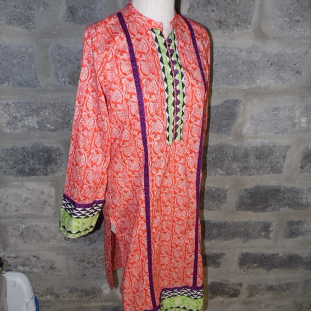 Pakistani kurti tunic dress button neck